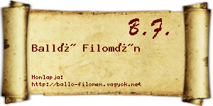Balló Filomén névjegykártya